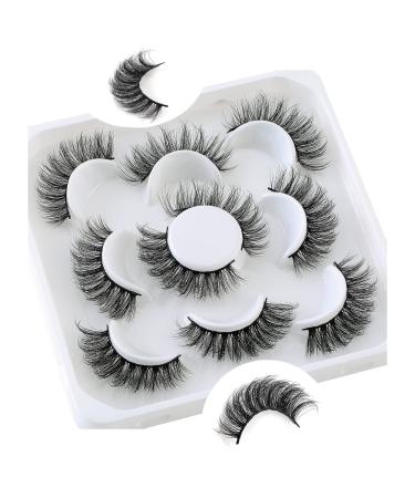 BEFACL False Eyelashes Russian Strip Lashes D/DD Curl Wispy Fluffy Mink Lashes Natural Faux Mink Eye Lashes Pack Reusable Fake Lashes Extension 5 Pairs (BCA34)