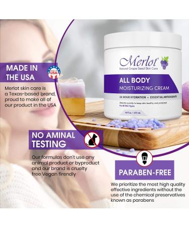 Merlot Moisturizing All Body Cream for All Skin Types | 16 oz | Hydrating Skincare for Everyone - Buy Online on GoSupps.com