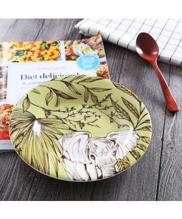 SHAOHUASC Ceramic Plates Round Dishes Bone China Cartoon Character Printed On-Glazed Elephant Floral Plate - Buy Online on GoSupps.com