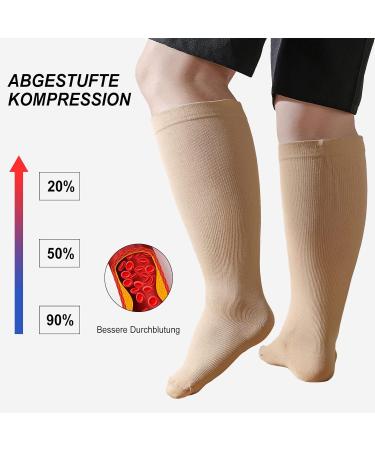 Putuo Compression Stockings for Thick Calves | Men's & Women's Thrombosis Support Socks | 3XL Oversize Compression for Medical Flight & Running - Buy Online on GoSupps.com