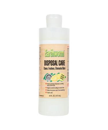 Earthworm Garbage Disposal Cleaner and Odor Eliminator / Disposal Care Removes Buildup, Cleans, and Freshens your Kitchen Sink - 16 Oz, Fresh Lemon Scent, Septic Safe