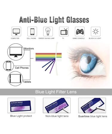 Suertree 3 Pack Reading Glasses with Blue Light Filter - Stylish Anti-Blue Visual Aid for Men & Women - 2.5x Magnification Quality Spring Hinge BM671 - Buy Online on GoSupps.com
