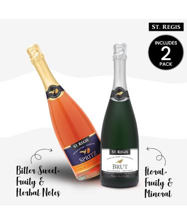 St. Regis Spritz & Brut 2 Pack 750 mL (2 x 750 mL Per Bottle) - Twice The Deal - Non Alcoholic Sparkling Wine - Low Carb and Low Sugar - Ideal Wedding Gifts - Enjoy Life and Flavorful Wine - Buy Online on GoSupps.com