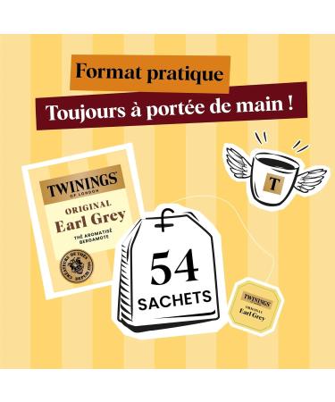 Twinings - Th Noir Original Earl Grey - Aromatis la Bergamote - 54 Sachets - Intense et D licat (Lot de 2) - Buy Online on GoSupps.com