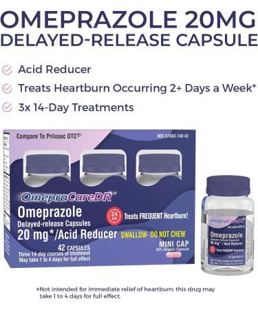 OmepraCareDR 42 Count Capsules - 20mg Acid Reducer for Heartburn (3-Pack Carton) - Buy Online on GoSupps.com
