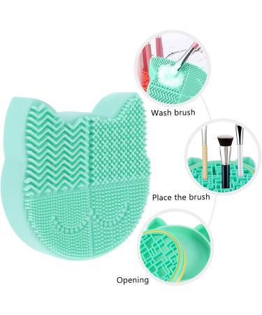 FRCOLOR Brush Pad Rack Makeup Brush Storage Box Cleaning Scrubber Makeup Cleaning Mat Hair Brush Cleaner Brush Cleaning Mat Para Guardar Make Dry Silica Gel Tool Makeup Brush Stand 11x11cm Green - Buy Online on GoSupps.com