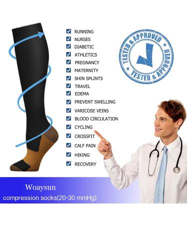 4 Pairs Copper Compression Socks for Men & Women | 15-20 mmHg Medical Grade | Ideal for Sports Running Plantar Fasciitis Nurses | L-XL Black - Buy Online on GoSupps.com