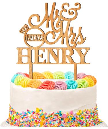 Personalised Wedding Cake Toppers Wooden Wedding Anniversary Cake Topper MR & MRS Wedding Cake Decorations for Wedding Party Wedding Cake Toppers with Any Name Mr&mrs - Buy Online on GoSupps.com