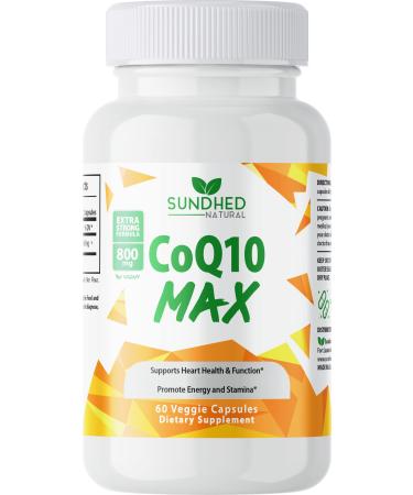 Sundhed Natural CoQ10 Max - Extra Strength 800mg Powerful Antioxidant, Support Heart Wellness, Promotes Energy and Stamina, Reduce Inflammation Capsules 800mg