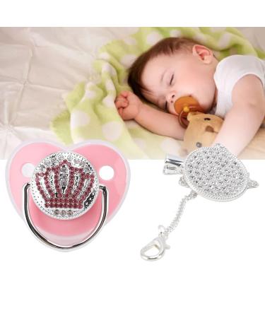 Personalized Bling Pacifier | Shiny Heart-Shaped Rhinestone Crown Dummy | Ultra-Wicked Silicone Baby Nipple | Perfect Newborn Gift (Pink) - Buy Online on GoSupps.com