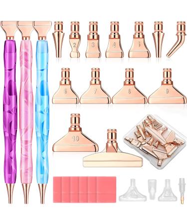 ZYNERY 40 PCS Diamond Painting Pens Kit  13 PCS Stainless Steel Tips for Diamond Painting Accessories with 12 Clay  Diamond Art Pens 5D Diamond Painting Tools for DIY Craft (Rose Gold) 3pens(rose gold)