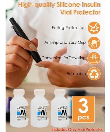 YOUSHARES Insulin Vial Cover - Silicone Protector for 10ml Short Insulin Bottles | Durable & Flexible Case for Diabetes Care (White - Buy Online on GoSupps.com