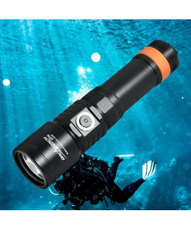 ORCATORCH D710 Scuba Diving Light, 3000 Lumen Super Bright Underwater Flashlight with 6 Degrees Narrow Beam, IP68 Waterproof Night Dive Torch 150 Meters Submersible Light