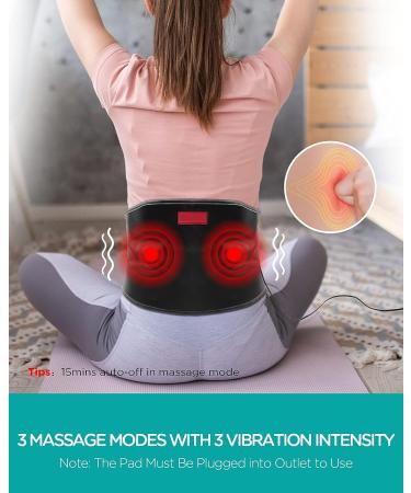 Heating Pad with Massager - Back Pain Relief Strap - 55 Long - 3 Heat Settings - 9 Vibration Modes - Auto-Off - for Low Back, Abdominal, Waist - 8 x 40 Inch - Buy Online on GoSupps.com