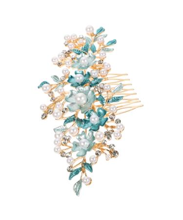 HONMEET Hair Plug Bridal Hair Comb Bridal Hair Clip Rhinestone Flower Hairpins Bun Clips for Hair Tiara Hair Clip for Wedding Bride Hairpin Wedding Headpiece for Bride Women Gajra