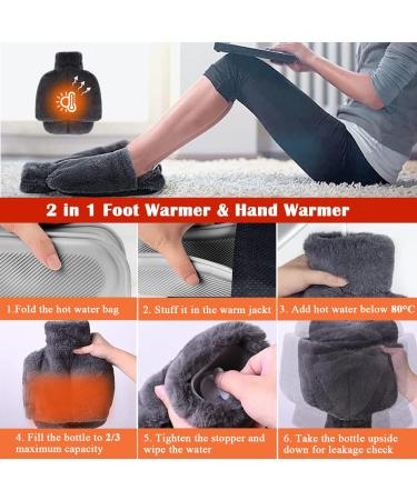 Foot Warmer Hot Water Bottle - 2-in-1 Electric-Free Heat for Women Men & Kids | Soft Winter Comfort & Cozy Hand Warmer for Office & Home - 30x35cm - Buy Online on GoSupps.com