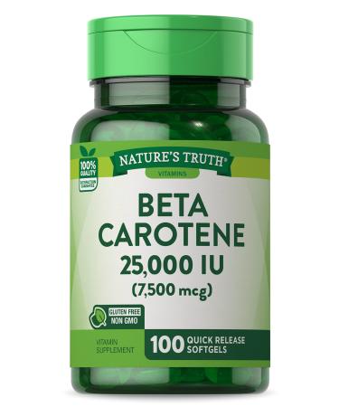 Nature's Truth BetaCarotene 25000 Iu Vitamin A Softgels, 100 Count - Buy Online on GoSupps.com