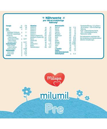 Milupa Milumil Pre-Initial Baby Milk Powder - 800g | Essential Nutrients No Palm Oil - Ideal from Birth | International Shipping - Buy Online on GoSupps.com