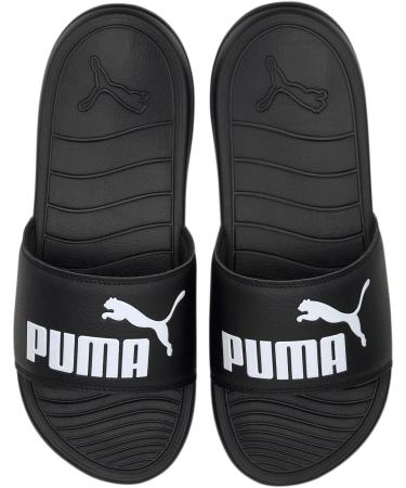 PUMA Unisex Adults Popcat 20 Slide Sandals - 43 EU | Black & White Comfort for All | International Shipping Available - Buy Online on GoSupps.com