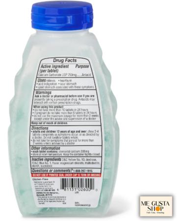 Equate Extra Strength Antacid Chewable Wintergreen Tablets 750 mg 96 Ct Pack of 01 Includes me Gusta Sticker - Buy Online on GoSupps.com