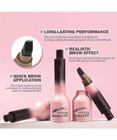 Liquid Eyebrow Brush Beginner Brow-Fection Angled Brush & Dip Waterproof Long Lasting Smudge Proof Brow Pencil with Square Brush and Dip for Eyebrows Quick Drying Outlining Filling (#06Grayblack) - Buy Online on GoSupps.com