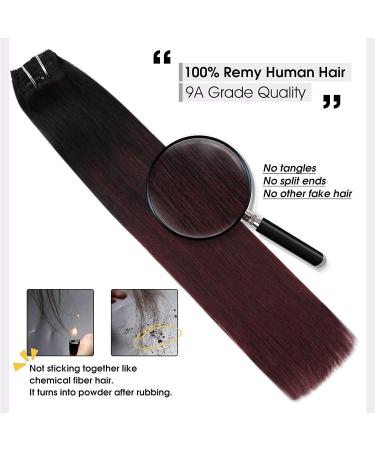 Balayage Ombre Black to Wine Red Clip in Human Hair Extensions - 22 Inch 7Pcs 120g - Buy Online on GoSupps.com