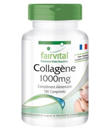 Fairvital | Collag ne - 8000 mg de collag ne par dose journali re - pendant 20 jours - dose lev e - 180 comprim s - avec Vitamine C et de la L-ornithine