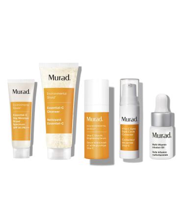 Murad 30 Day Rapid Brightening Kit - 5-Piece Trial-Size Kit 90 Value - Vitamin C Brightening Kit - Essential-C Cleanser  Vita-C Glycolic Serum  Essential-C Day Moisture SPF 30  Vita-C Eyes Dark Circle  & Multi-Vitamin I...