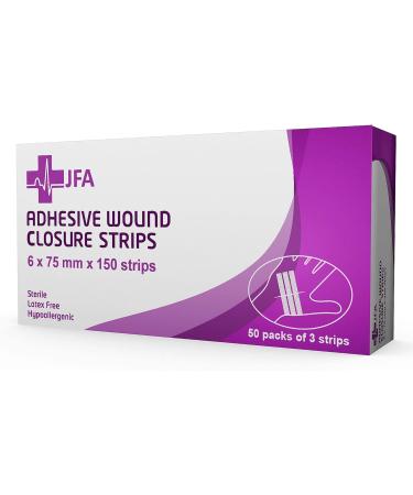 JFA Medical Set of 150 Wound Closure Strips - Staple Plasters & Suture Material (6x75mm) | International Shipping Available - Buy Online on GoSupps.com