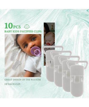 Huusuei 10Pcs Baby Kids T-Shape Plastic Pacifier Clips | Soother Dummy Holders in White - International Shipping Available - Buy Online on GoSupps.com