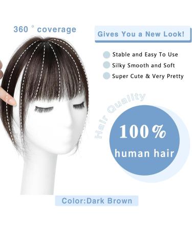 SARO-UP Clip in Fringe Clip in Bangs 100% Real Human Hair Clip in Fringe Human Hair Extensions with Temples Hairpieces for Thinning Hair 360 Clip on Bangs for Daily Wear(Dark Brown) 10inch clip in bangs Dark Brown - Buy Online on GoSupps.com