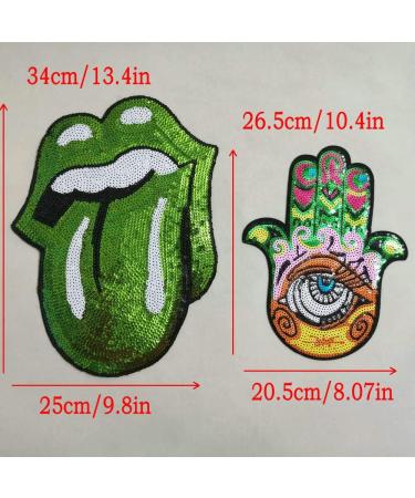 Green Sequin Patch DIY Clothing Embellishment - Beaded Embroidered Pattern Decals - Buy Online on GoSupps.com