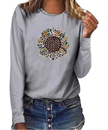 tsaChick Women's Oversized Sunflower Sweatshirt Clearance Gray Slim Fit Crew Neck Hoodie for Autumn/Winter (S-XXL) - Buy Online on GoSupps.com