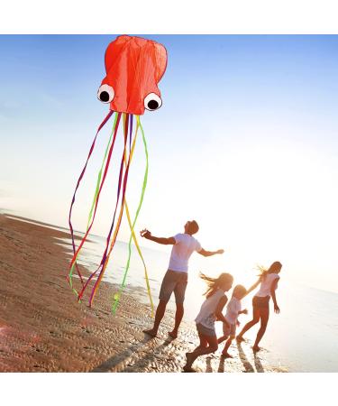 HENGDA KITE: Large Easy Flyer Octopus Kite for Kids - 31 Inches Wide - Perfect for Beach or Park - Orange & Purple - Buy Online on GoSupps.com