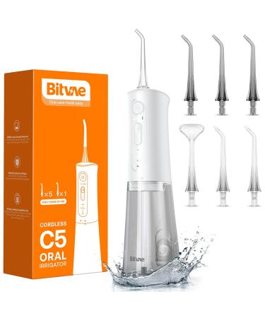 Mouth shower wireless Bitvae oral shower 3 modes & 5 intensities oral shower test winner with 6 jet tips portable tooth shower for removed dining residues and cleans the teeth (white) water-finished mouth shower white