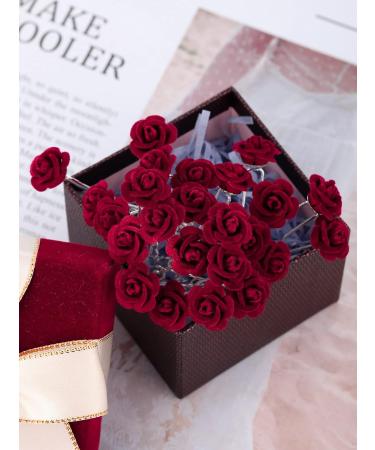 24 Red Rose Bridal Hair Pins - U Shaped Flower Clips for Wedding, Dance, Birthday - Women and Girls Hair Accessories - Buy Online on GoSupps.com