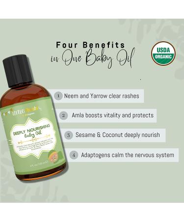 USDA Organic Baby Oil | Natural Adaptogenic Massage Oil with 12 Healing Herbs | Calms Skin Irritations & Fussiness | Fragrance-free - Buy Online on GoSupps.com