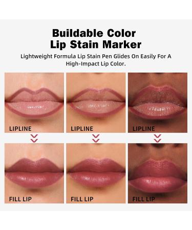 KIMUSE Lip Stain Marker Set - Long Lasting Waterproof Smudgeproof Lip Liner & Color | Matte Finish | All Day Wear (Radiantly Rose - Buy Online on GoSupps.com