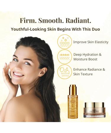 BMBCO 24K Gold Skincare Duo Set Firming Cream & Radiance Serum with Collagen & Peptides | Korean Anti-Aging Routine for Firm Hydrated Glowing Skin - Buy Online on GoSupps.com