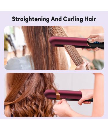 Flat Iron Hair Straightener & Curler 2 in 1 - Fast Heat Up Ceramic Coating LCD Display - Professional Styling Tool for Shinier Smoother Hair - Buy Online on GoSupps.com