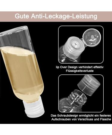 Rejoec 15-Piece Travel Bottle Set | 50ml Transparent Bottles for Air Travel - Perfect for Shampoo Conditioner & Lotion - Buy Online on GoSupps.com
