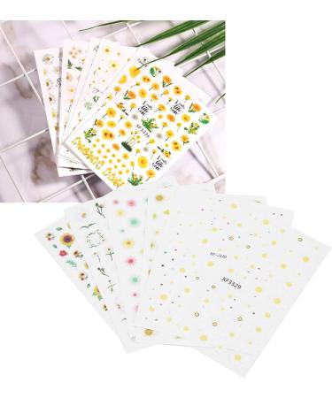 Nail Art Stickers Water Transfer DIY Nail Decals Sunflower and Small Daisy Colorful Transfer Watermark Nail Stickers for Nails Design Manicure Tips Decor - Buy Online on GoSupps.com