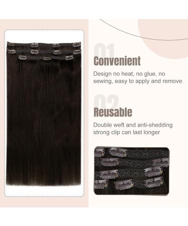 Fshine Clip In Hair Extensions - 30cm Dark Brown Human Hair - 3pcs Brazilian Extensions for Women | 50g Clip #2 - Buy Online on GoSupps.com
