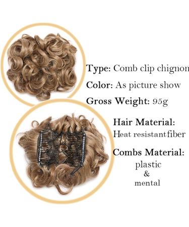 Hair Bun Hairpiece for Women Synthetic Dish Hair Bun Comb Clip In Hair Extension Messy Wave Curly Chignon Hair Pieces Updo Curly Ponytails Extension Hairpiece for Women Hair Chignons(16P613) - Buy Online on GoSupps.com