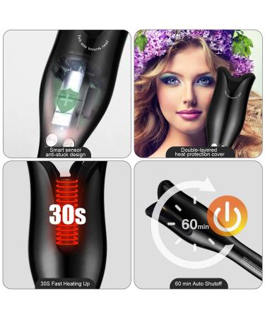MIUOPUR Automatic Hair Curling Iron - Smart Auto Rotating Curling Wand with Ceramic Ionic Barrel & Temperature Display - Professional Styling Tool in Black - Buy Online on GoSupps.com
