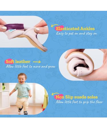 Soft Sole Leather Baby Shoes for Boys and Girls | Toddler Walking Shoes 2-3 Years | Tulips Design - Buy Online on GoSupps.com