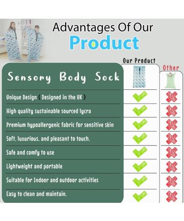 Blissful Bond Premium Sensory Body Sock Full Body Wrap for Deep Pressure ADHD Autism Stress and Anxiety Relieve Stretchable Super Soft Therapy Toy for Kids Dinosaur Medium Size (4-8 Years) - Buy Online on GoSupps.com