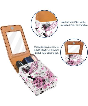 Stylish Leather Lipstick Case with Mirror - Mini Organizer for Lip Gloss & Lipstick - Colorful Pink & Red Hearts - Perfect Gift for Girls - Buy Online on GoSupps.com