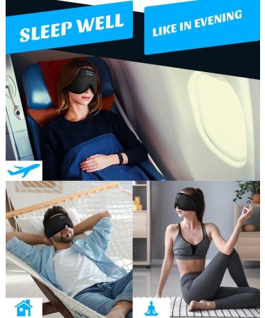 Sleep Mask with Bluetooth Earphones Sleep Headphones Bluetooth Blackout Wireless Eye Mask & Blindfold for Night's Sleep Travel Nap Office Cool Tech Gadgets for Women's Day Gift Headphones Bluetooth Wireless Ice Silk Lining - Black - Buy Online on GoSupps.com