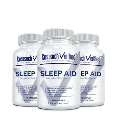 Research Verified Sleep Melatonin Chamomile Valerian L-Ornithine Vegan 60 Capsules - Pack of 3 60 Count (Pack of 3)